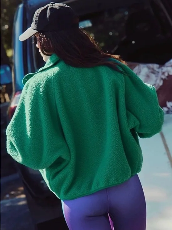 Free People Hit The Slopes Fleece Jacket. NWT. Green glow